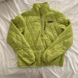 Patagonia lime green nano puff 3/4 zip pullover S